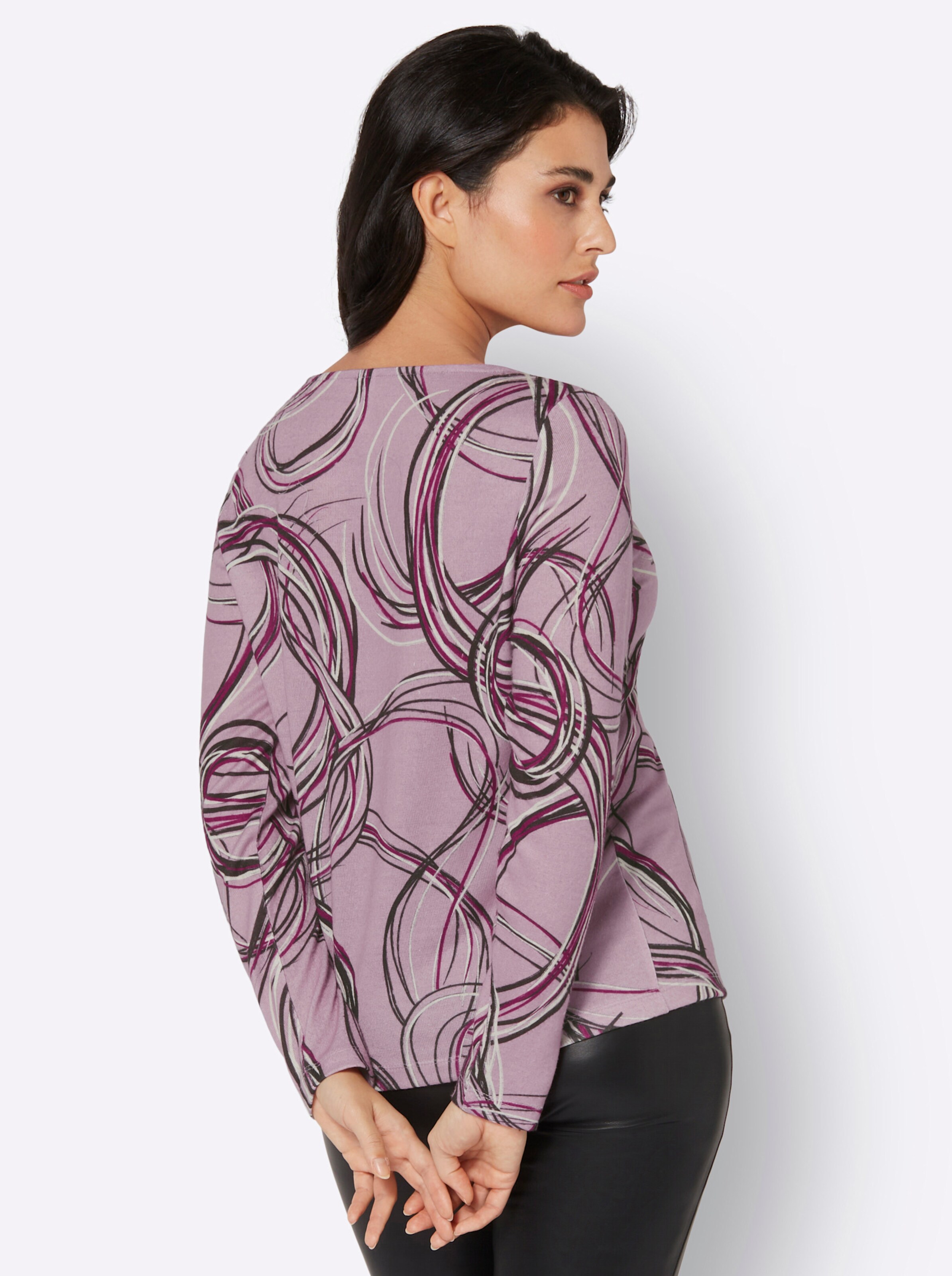 Shirt in mauve-graphit-bedruckt