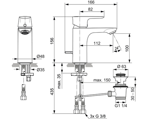 Ideal Standard CONNECT AIR gold A7022A2 wastafelmengkraan
