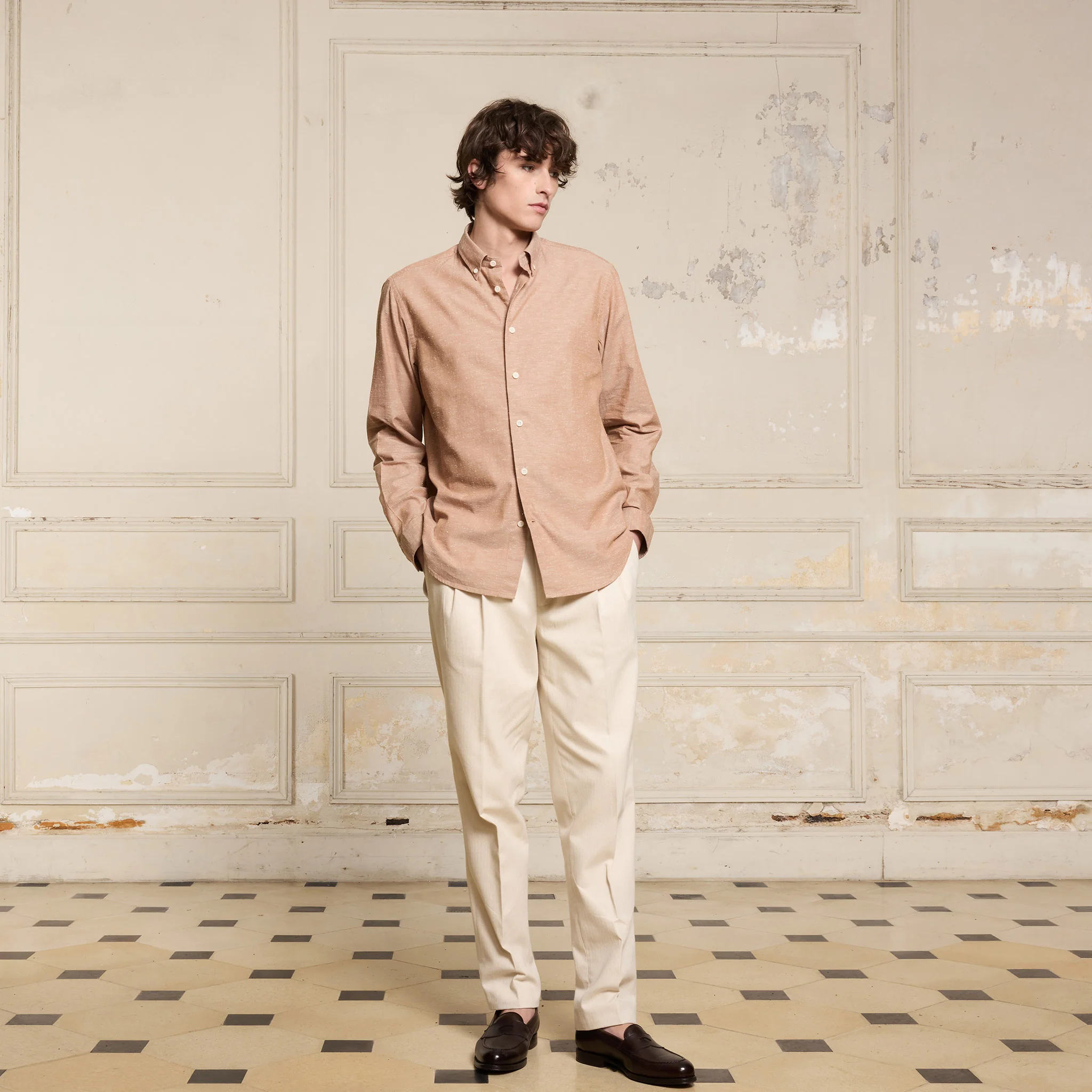 Salmon chip cotton shirt