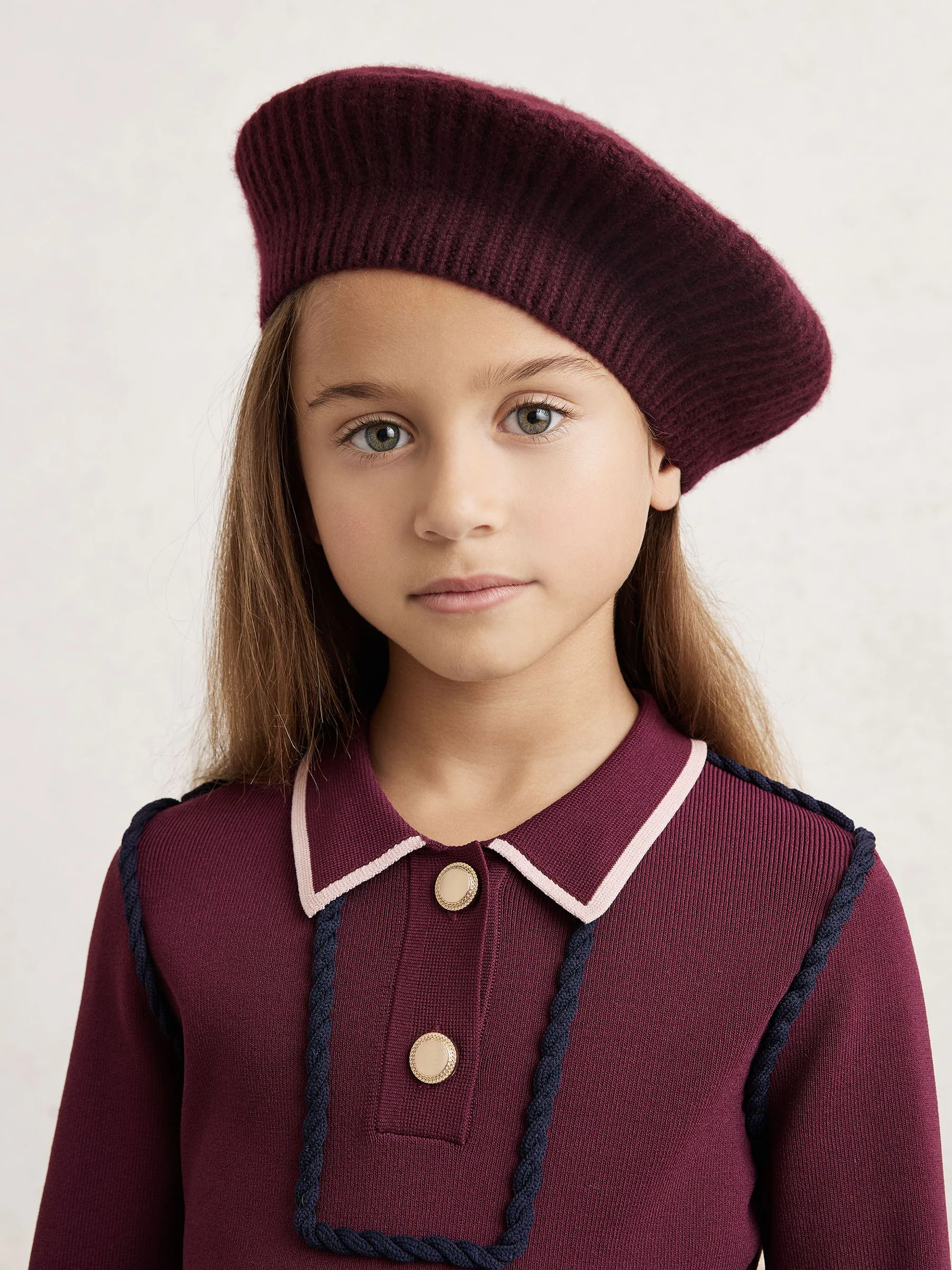 Reiss Beatrice Wool Blend Rib Knit Beret With Cashmere