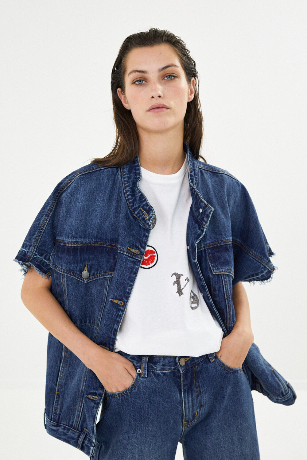 Rabens Saloner  Mir denimvest - Washed Indigo