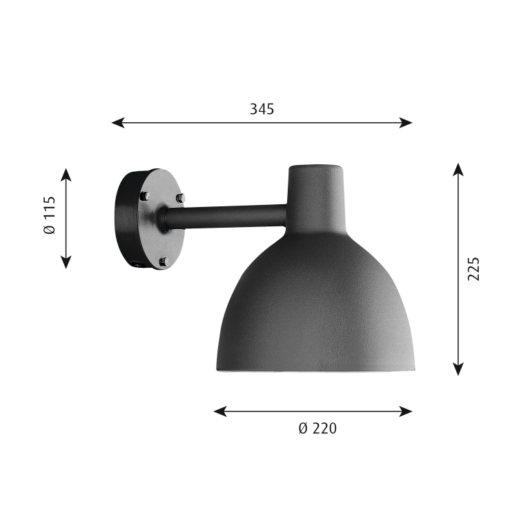 Louis Poulsen Toldbod 220 wandlamp zwart