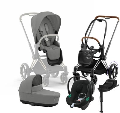Cybex e-Priam Duovogn inkl. Aton B2 & Base, Mirage Grey/Chrome Brown