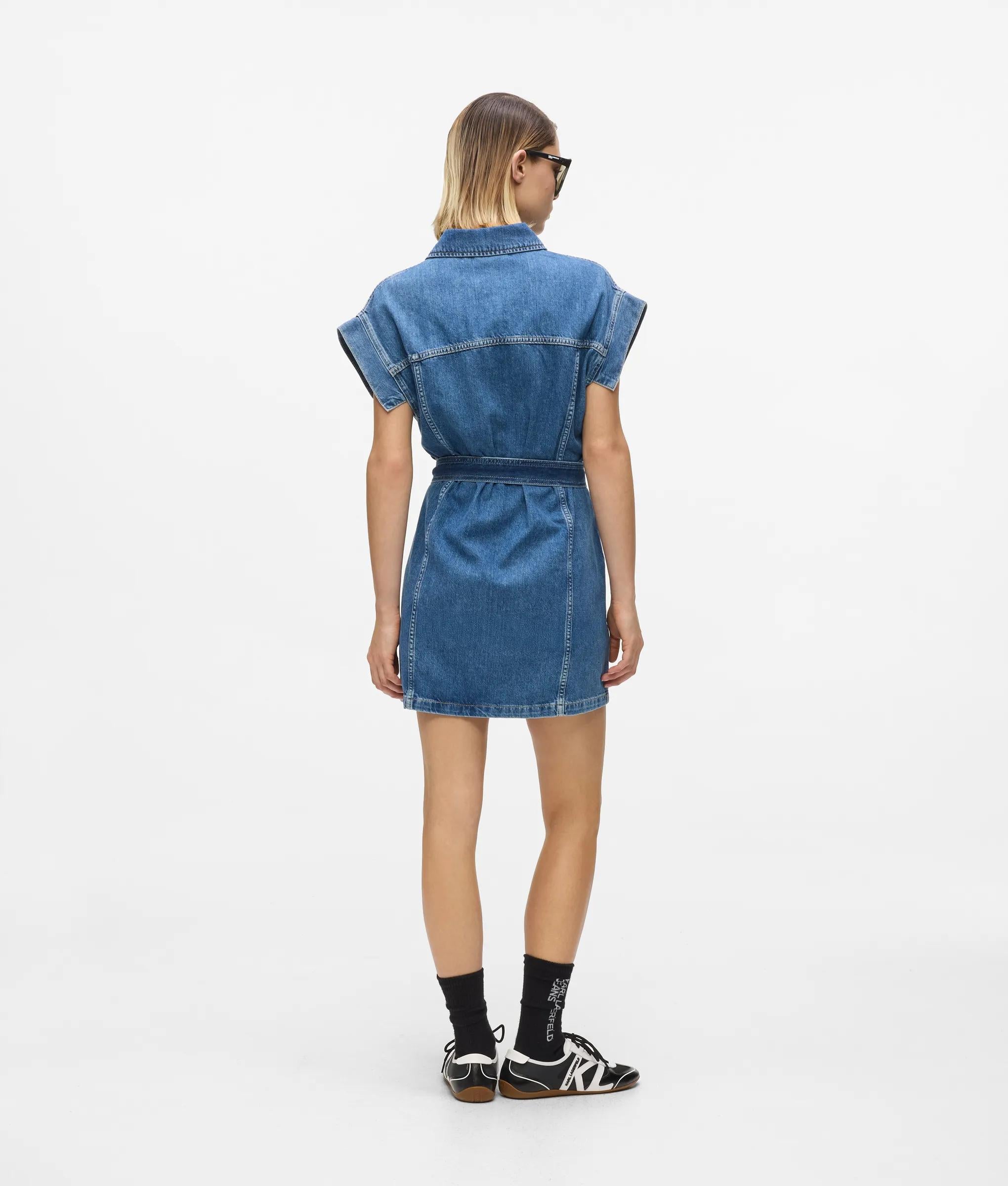 Denim Jurk met korte mouwen en riem