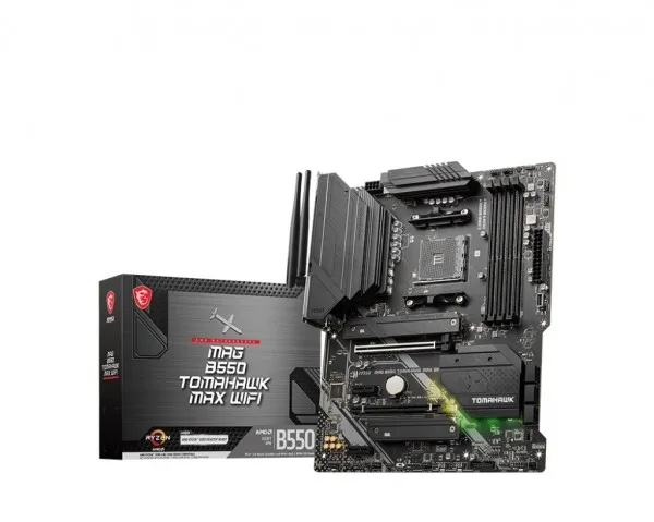 MSI MAG B550 TOMAHAWK MAX WIFI - Bundkort - ATX - Socket AM4 - AMD B550 Chipset - USB 3.2 Gen 1, USB 3.2 Gen 2, USB-C 3.2 Gen2, USB-C 3.2 Gen 1 - 2.5 Gigabit LAN, Wi-Fi 6, Bluetooth - onboard grafik (CPU påkrævet) - HD Audio (8-kanaler)