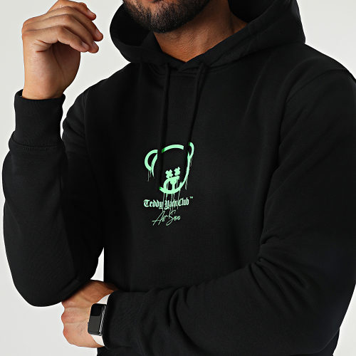 Sweat Capuche Art Series Marker Noir Vert Fluo