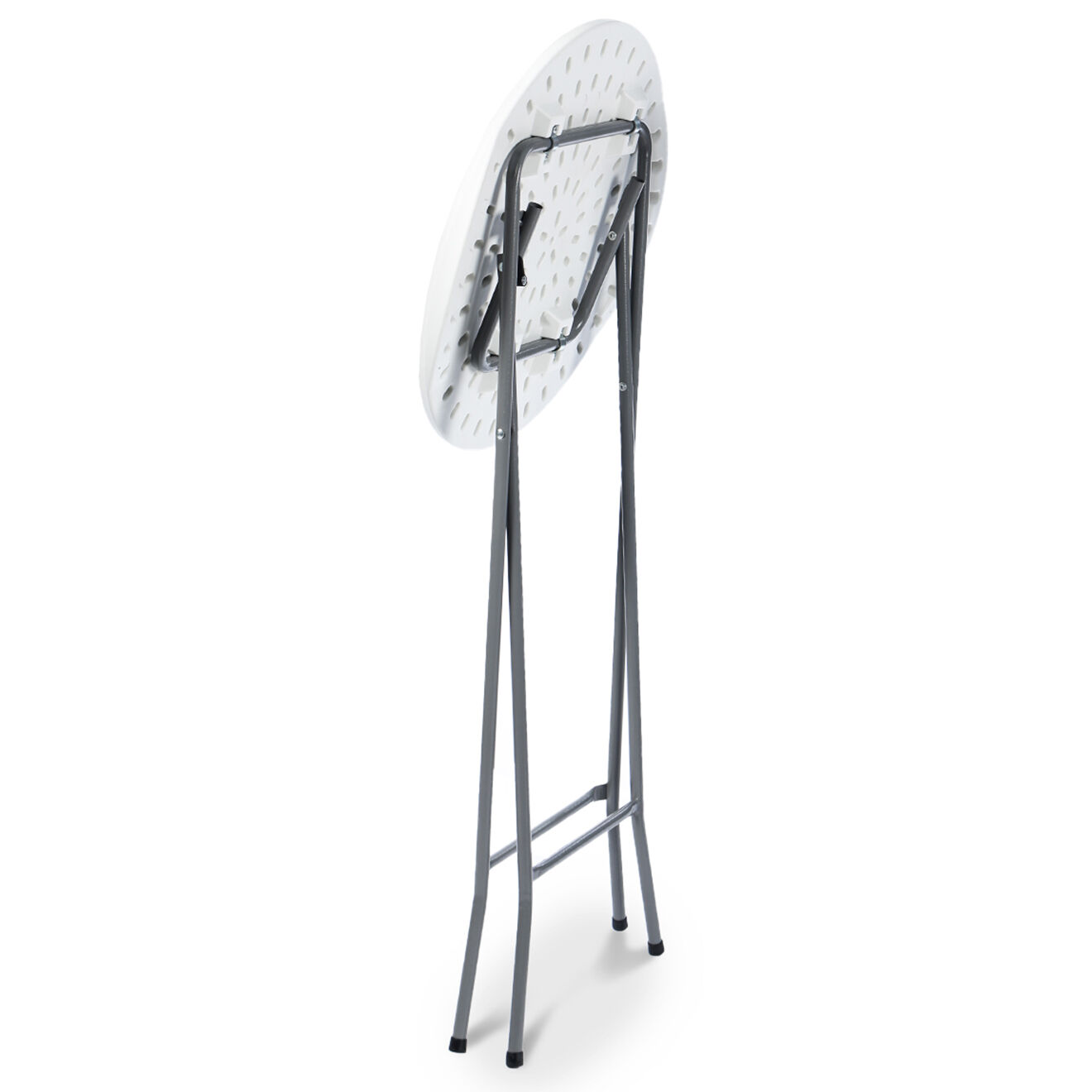 Inkazen 2 Tables hautes de réception pliantes + housses blanches  gris/blanc - 60x60x105 cm