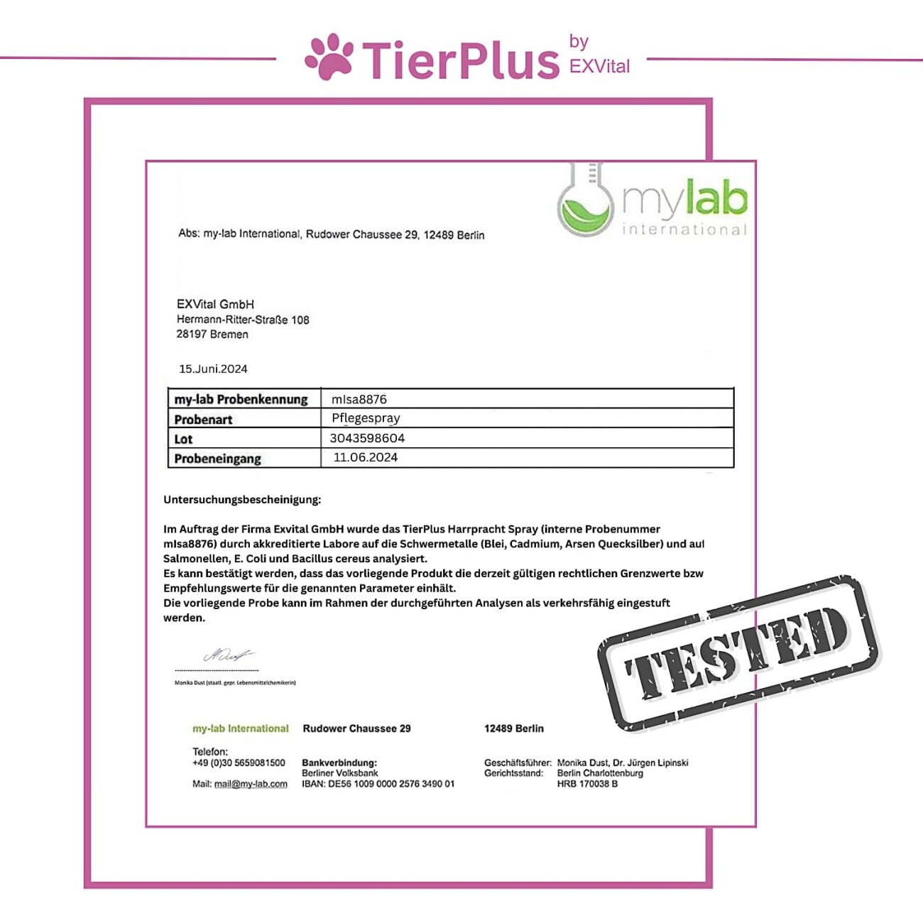 TierPlus ® Haarpracht Fell-, Schweif-, & Mähnenspray für Hund & Pferd, 500ml