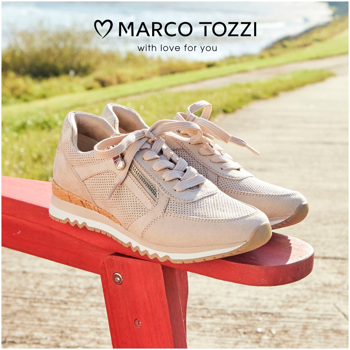 MARCO TOZZI Keilsneaker  , Freizeitschuh, Halbschuh, Schnürschuh in veganer Verarbeitung