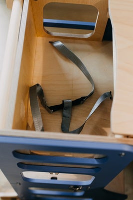 Duck Woodworks 3-i-1 Sammenleggbar Læringstårn med Matstol, Blå