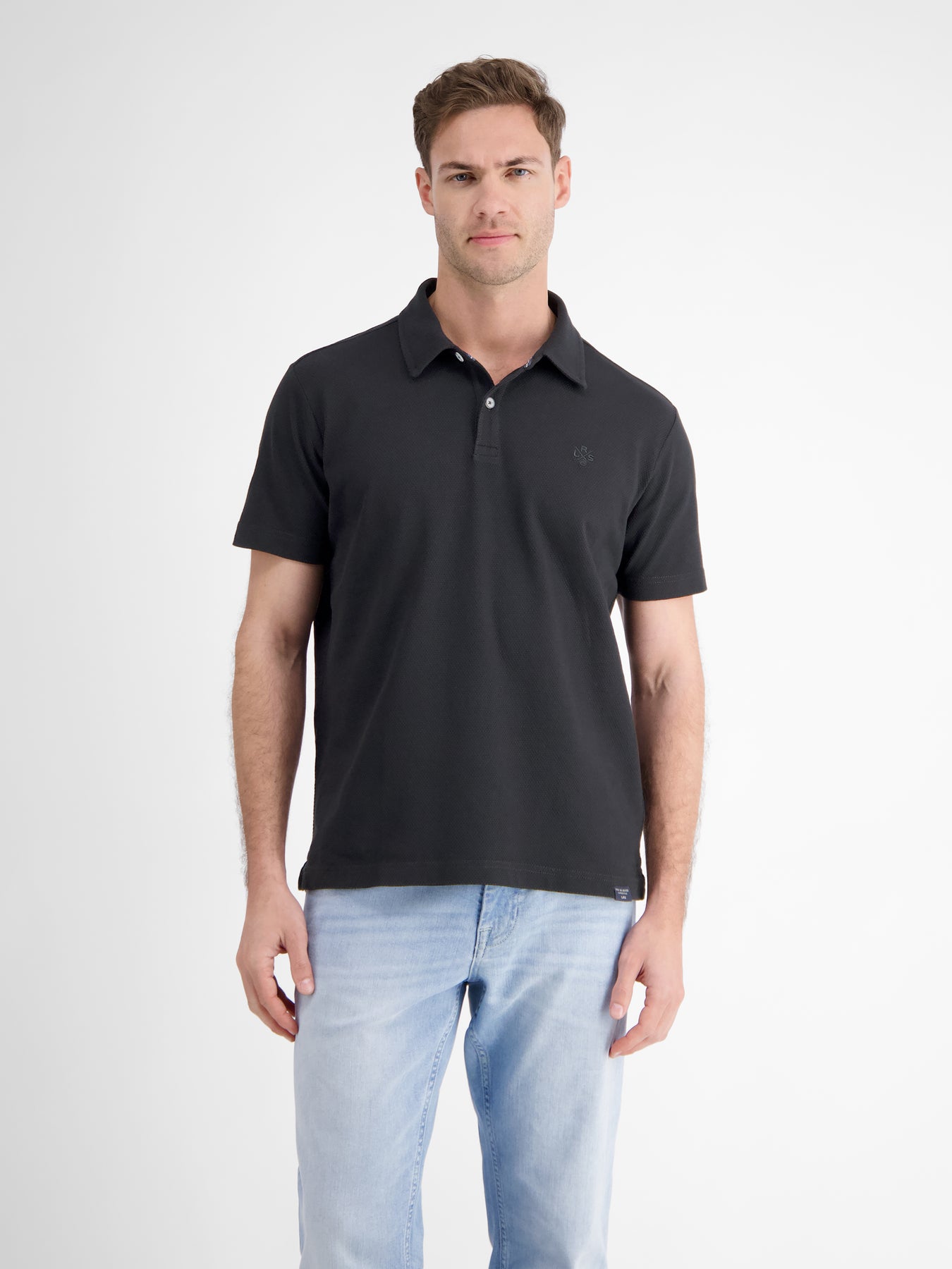 Basic Poloshirt mit Logostick, unifarben