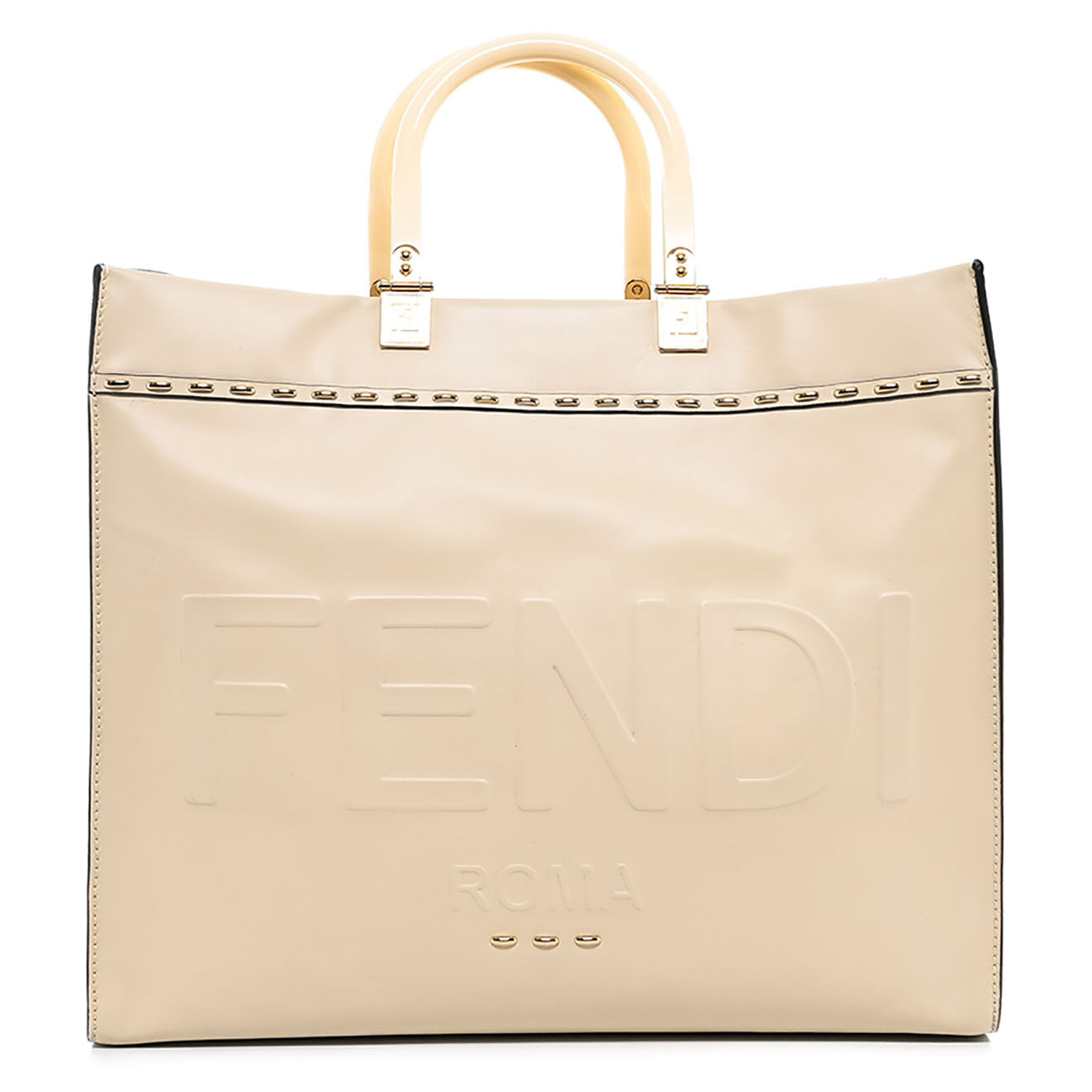 Fendi Sac cabas Sunshine Medium en Cuir Veau beige - Très bon état - L.36 cm