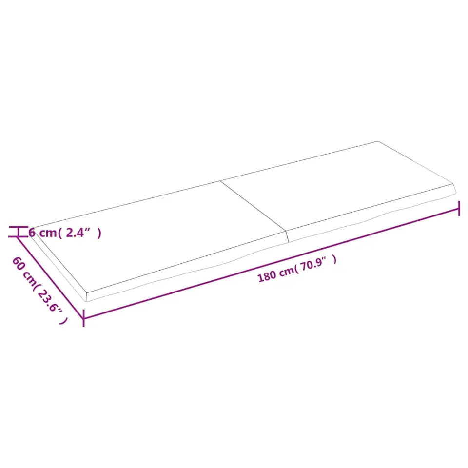 vidaXL - Tafelblad - Bruin - Hout - 180 x 60 x 6 cm