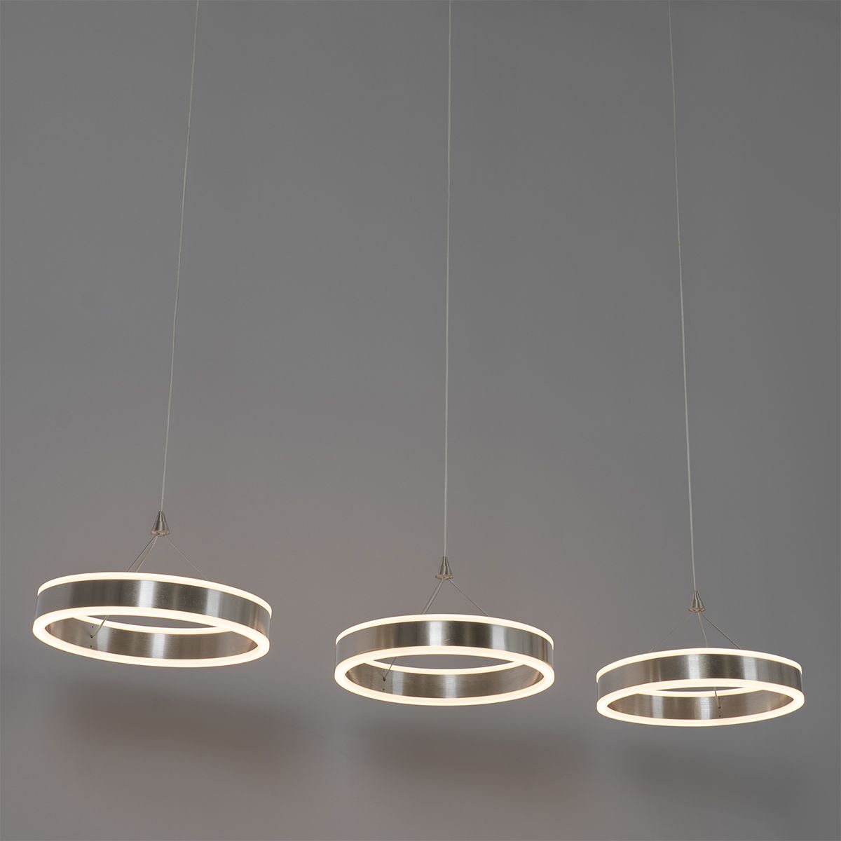 Hanglamp staal langwerpig incl. LED 3-staps dimbaar 3-lichts - Lyani