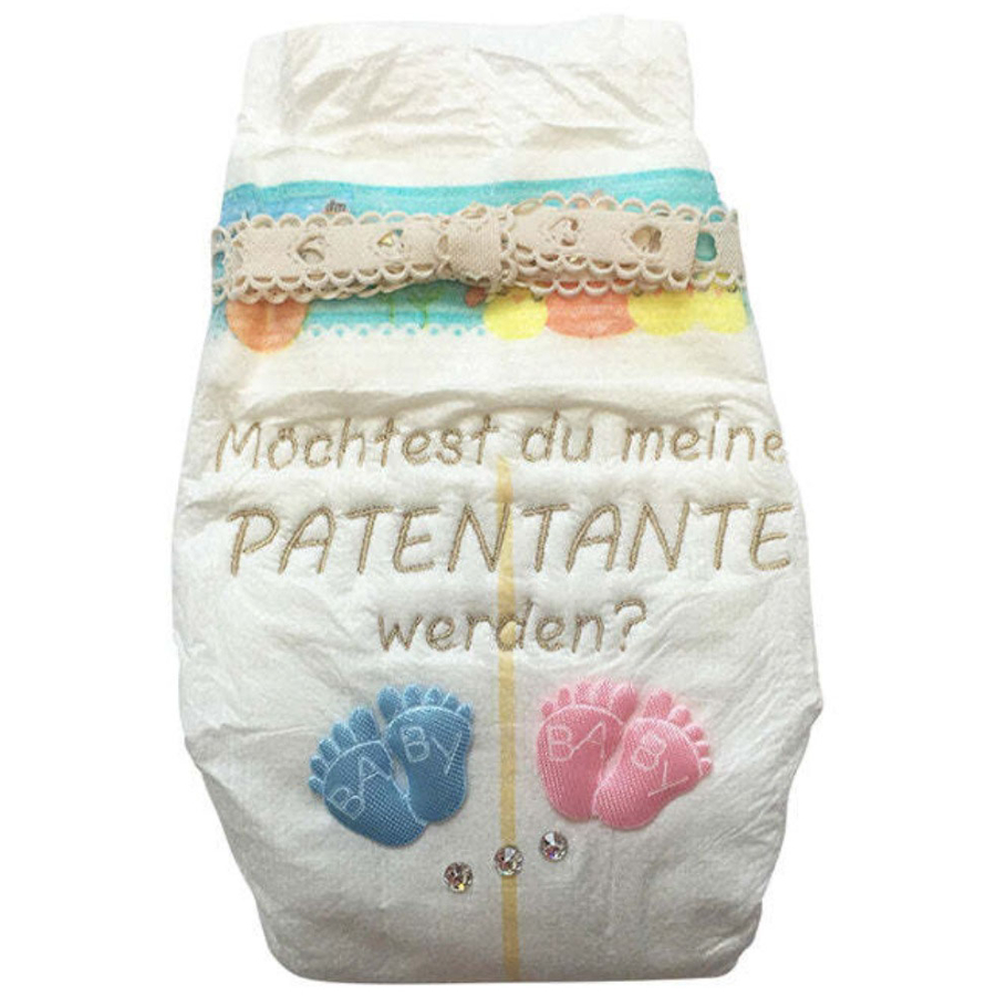 Tanjo Bestickte Windel Patentante für Taufe beige