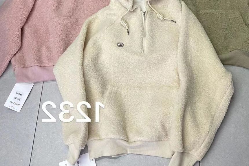 Cafamo - Hoodie met halve rits en imitatiebont