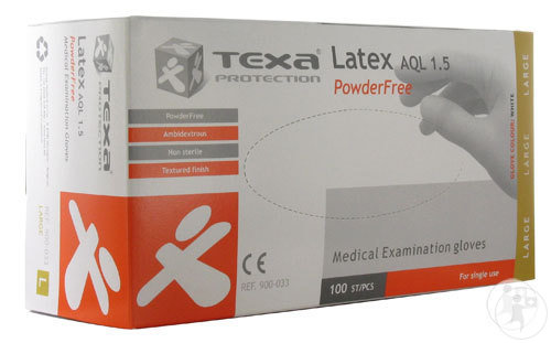 Texa Gants Latex Sans Poudre Blanc Large 100 Pièces