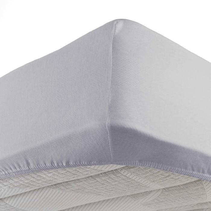 DRAP HOUSSE 2 PERSONNES 140X190CM JERSEY UNI GALET