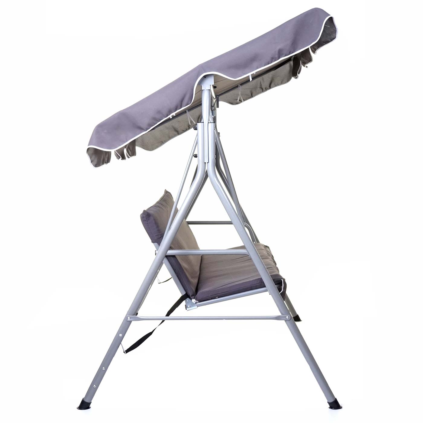 Hollywoodschaukel MCW-D61, Gartenschaukel Hängeschaukel Bank, 3-Sitzer UV 50+ verstellbares Dach 197x185cm ~ dunkelgrau