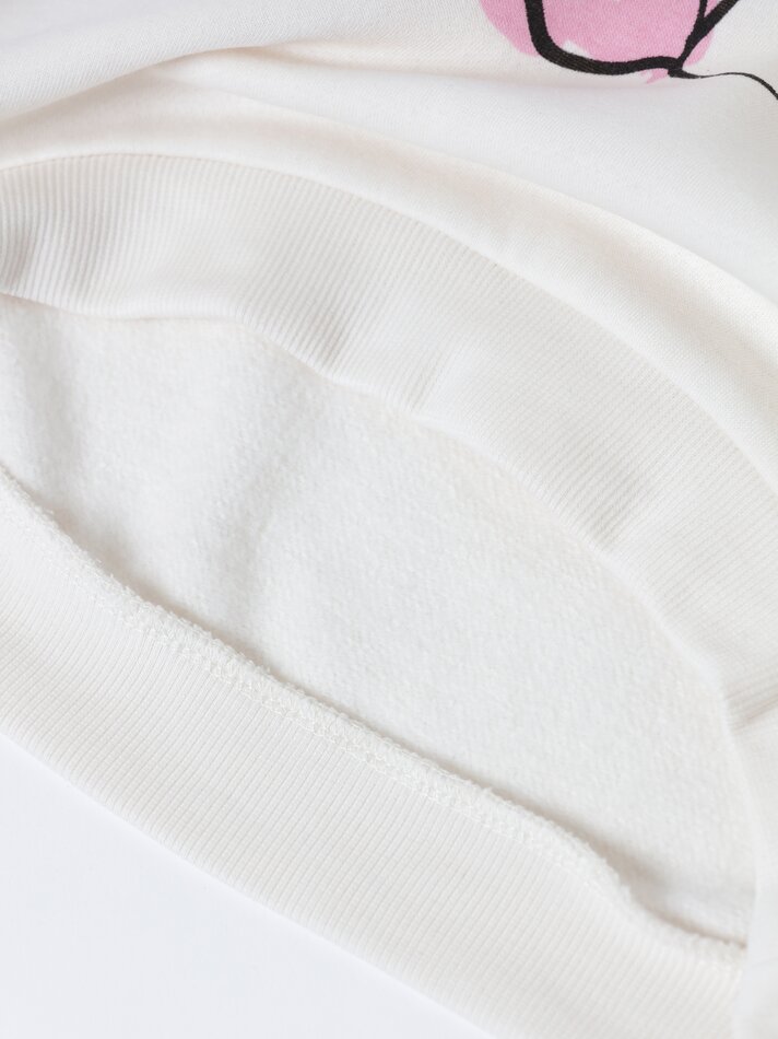 Conjunto com 2 moletons, um liso e um estampado - Branco-sujo