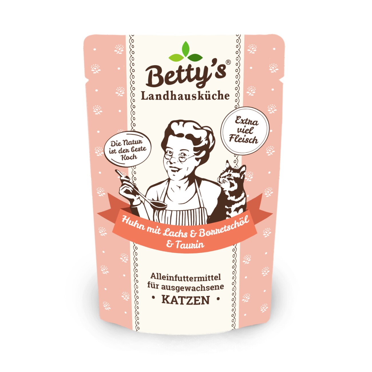 Betty's Landhausküche Frischebeutel Huhn mit Lachs 12 x 100g für Katze