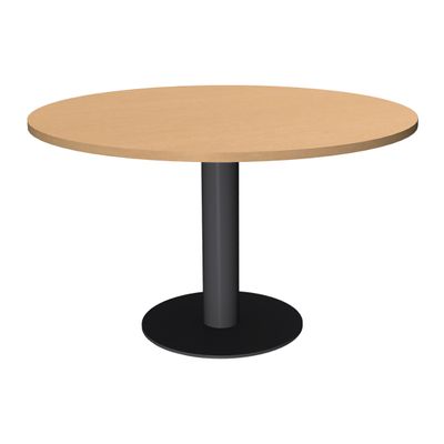 Table de réunion ronde - diam 100 cm - pieds tulipe anthracite - plateau imitation hêtre