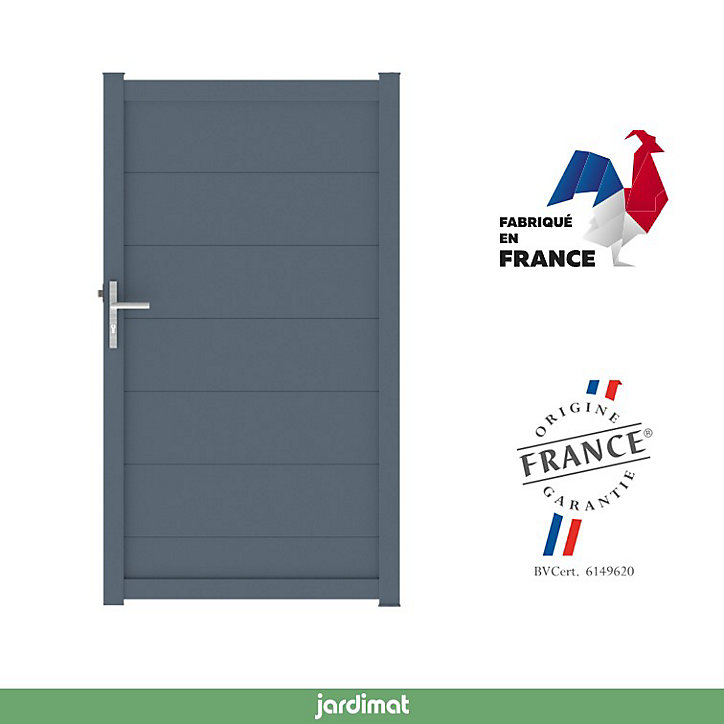 Portillon aluminium Chalon gris anthracite RAL 7016 100x180 cm Jardimat