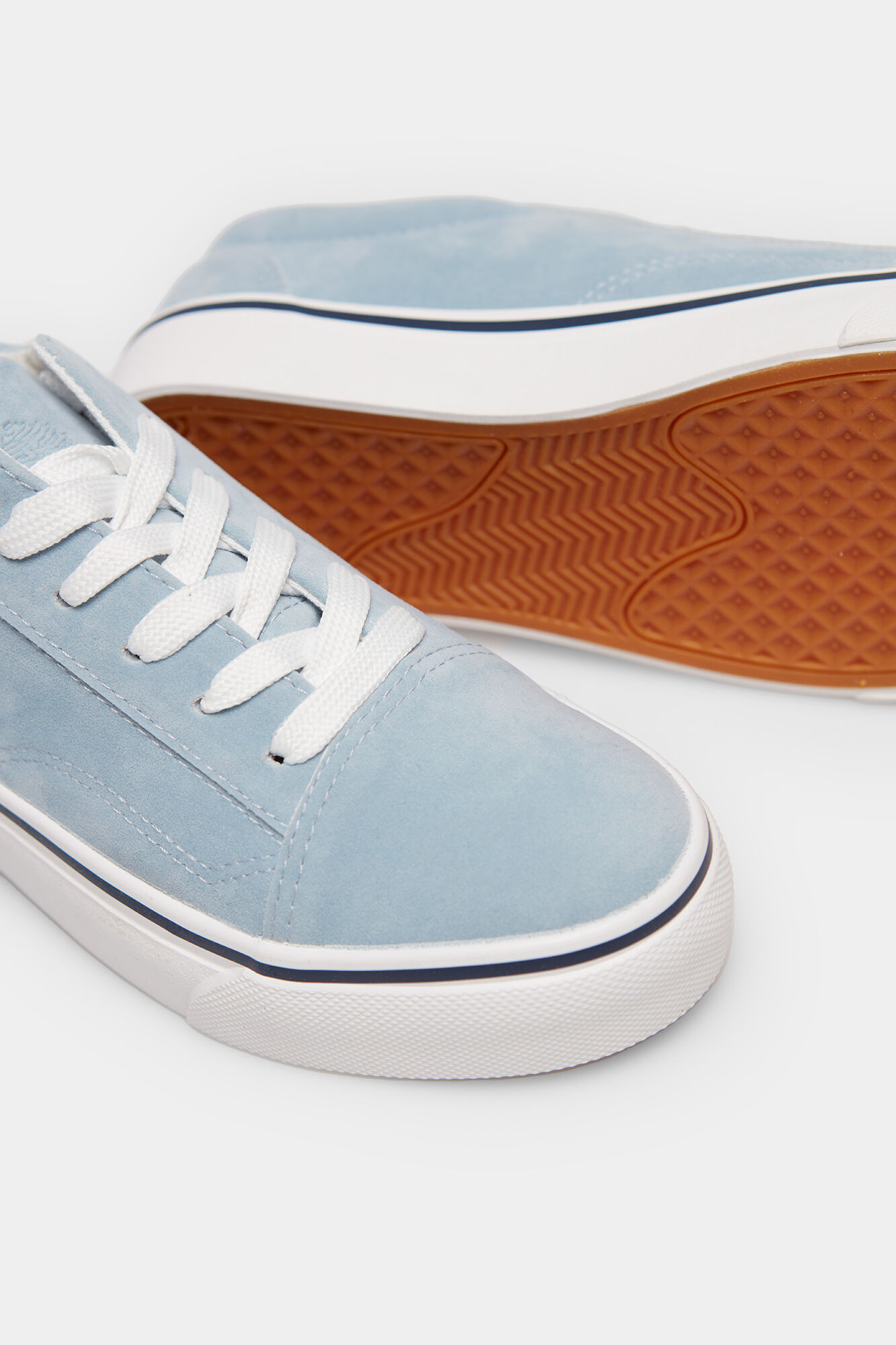 Sapato plataforma de lona - azul médio