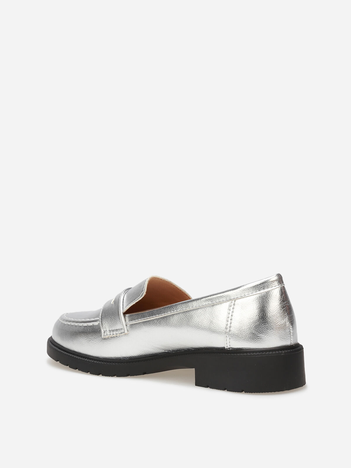 Mocassins classiques à semelle crantée- Argenté