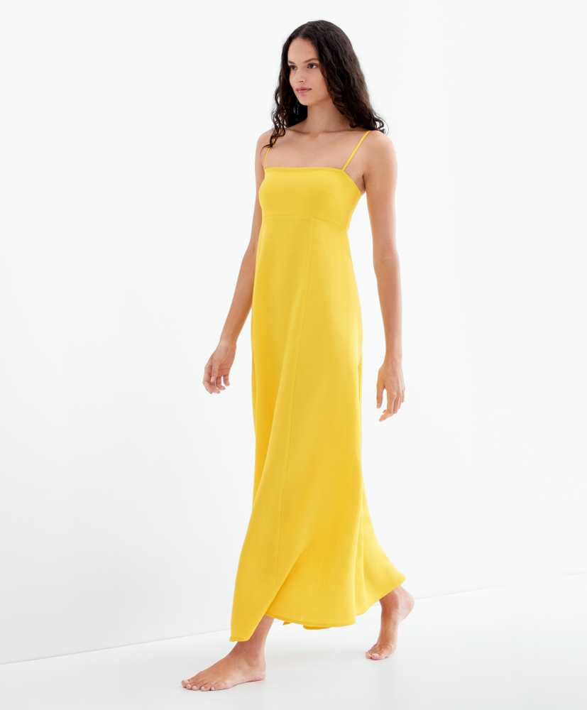 Vestido bandeau de linho