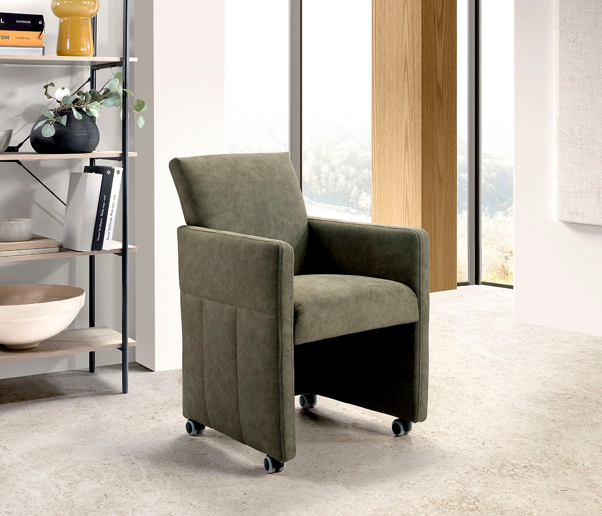 exxpo - sofa fashion Esszimmersessel Loungesessel auf Rollen, schmale Armlehnen, bequem