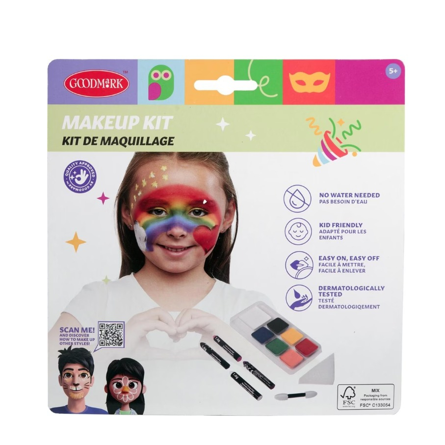 (13-tlg. Set) Make Up Kit Fett Farben Fasnacht Kostüm Zubehör Motto Party Gesichts Schminke Halloween Requisite (725.230012) - Bunt