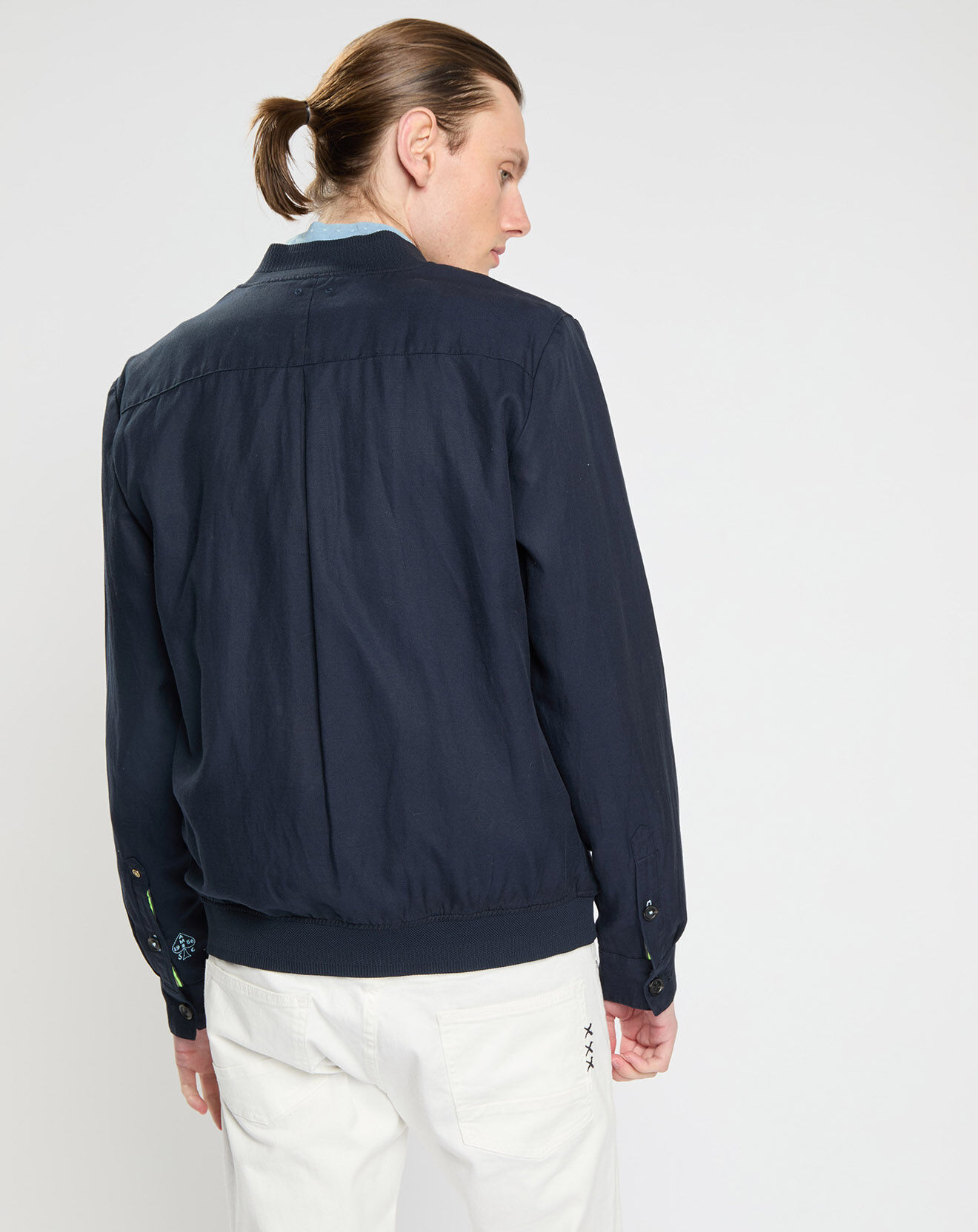 Scotch & Soda Blouson en Lin mélangé bleu marine