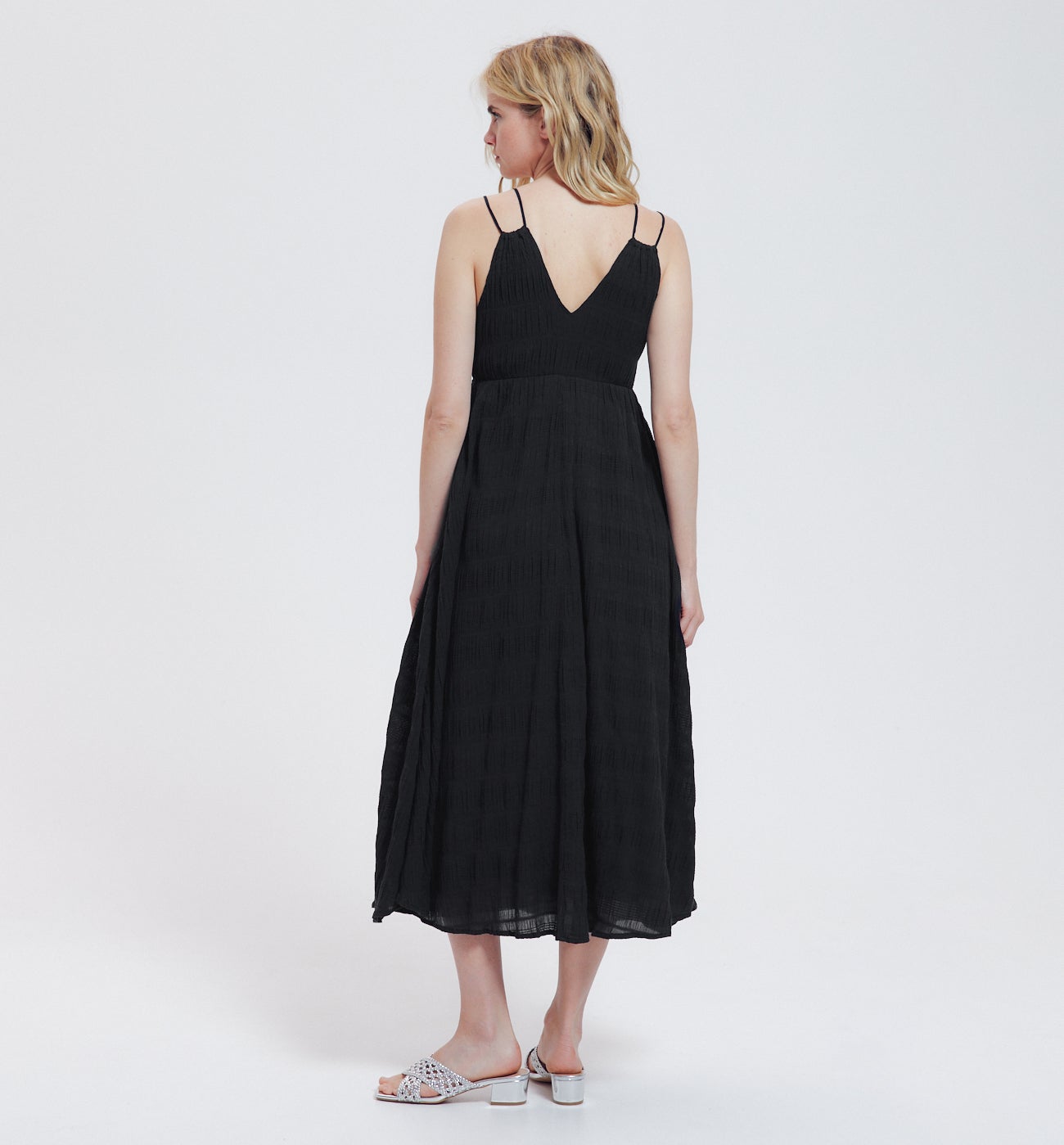 Robe mi-longue à bretelles - Noir