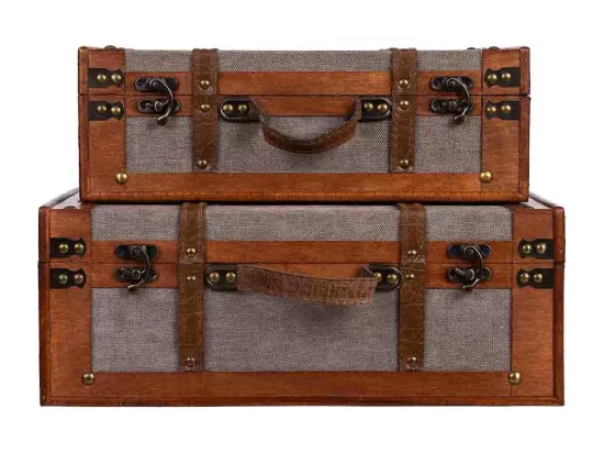 Valise en bois marron 45x31x17/40