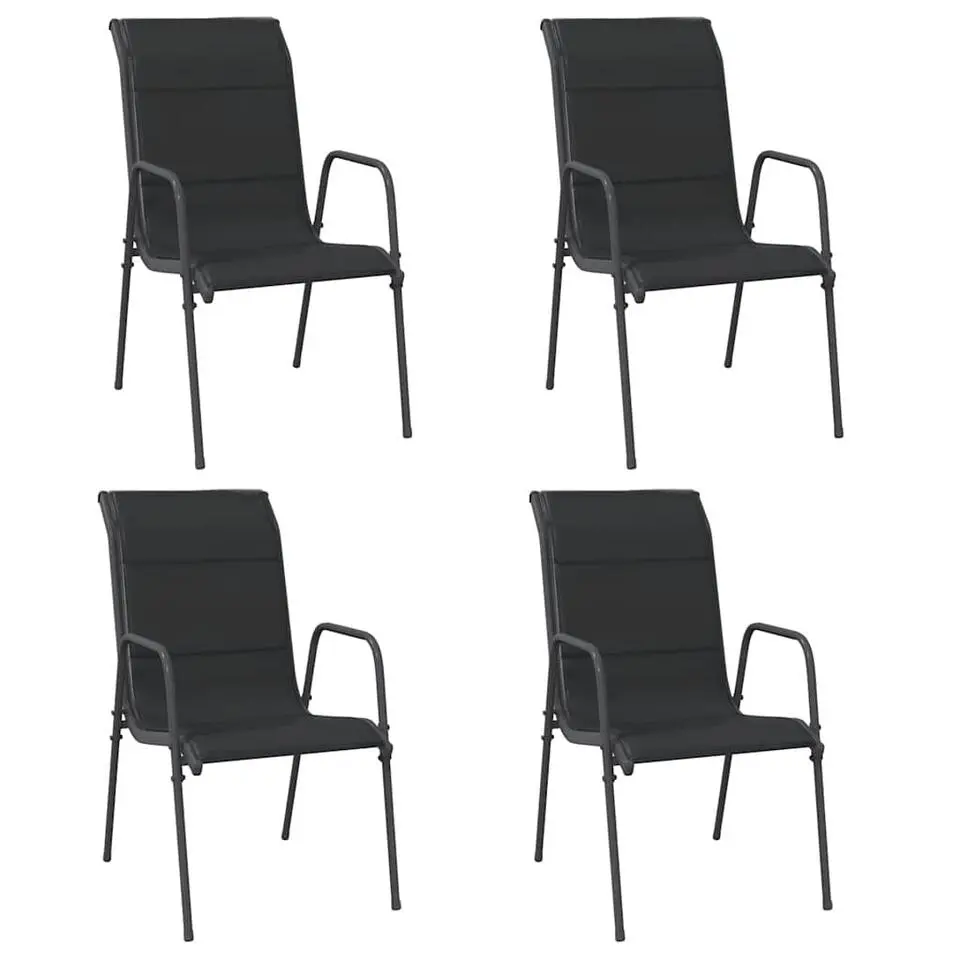 vidaXL - Tuinstoelen - Zwart - Staal en textileen - 4 stuks