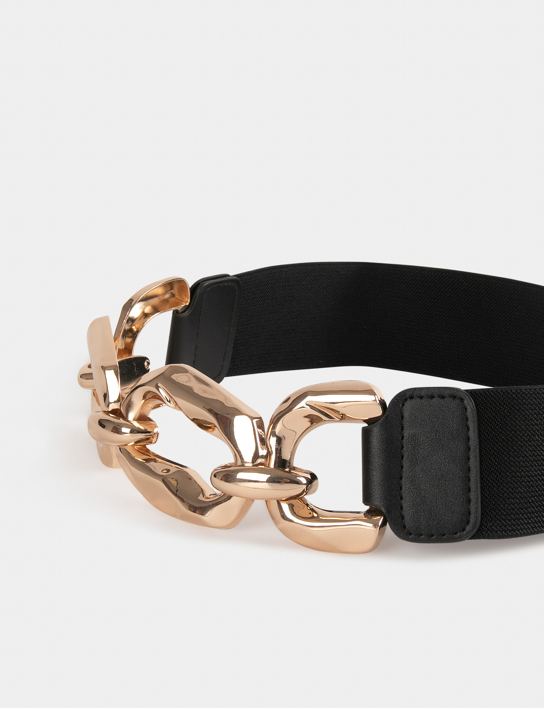 Ceinture élastiquée avec maillons noir femme - noir