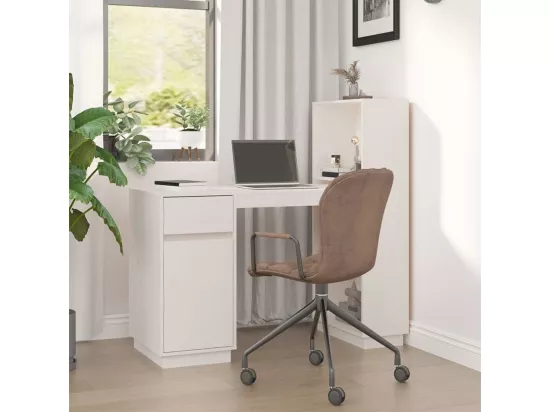 Bureau Blanc 110x53x117 cm Bois massif de pin