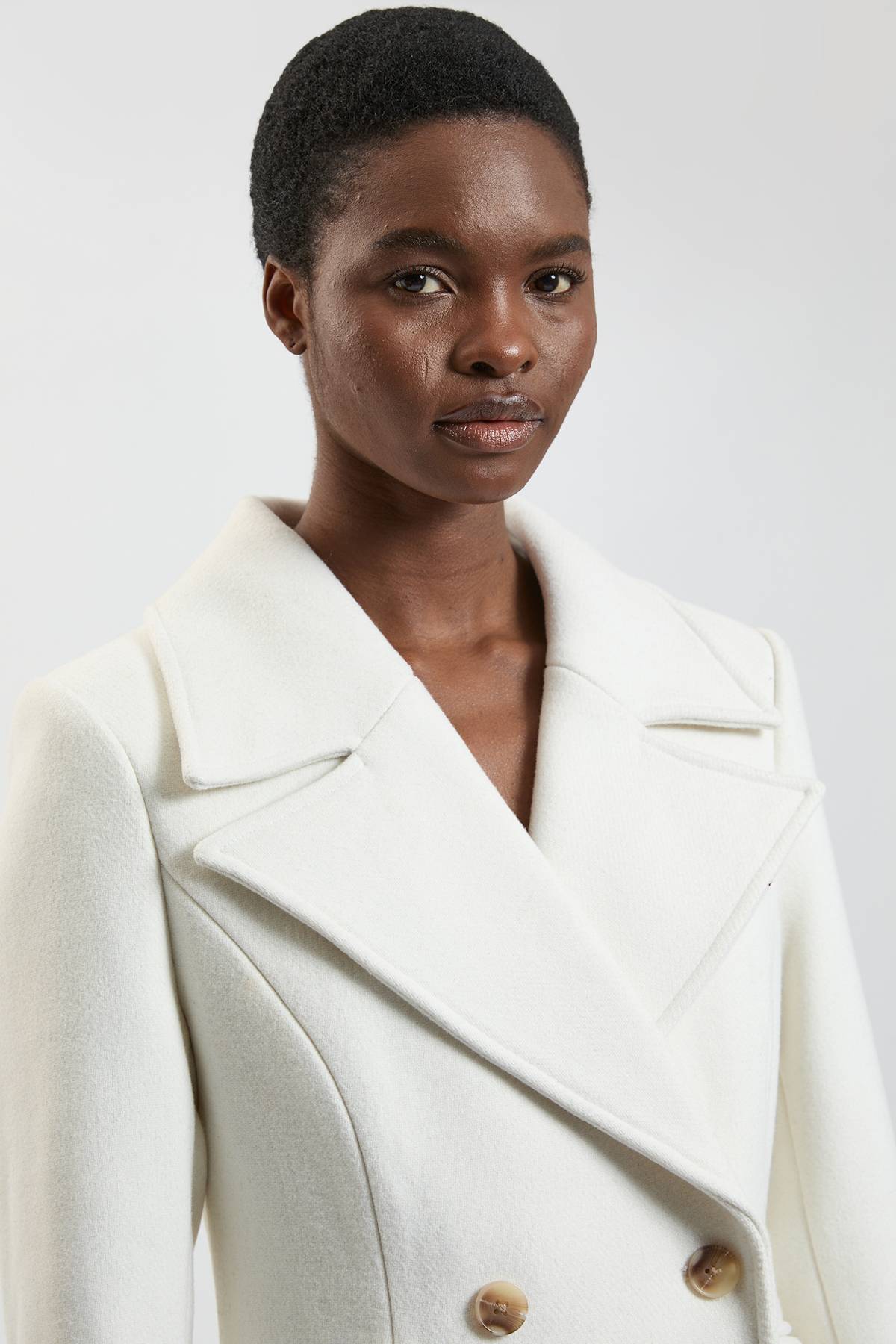 KarenMillen Manteau Midi En Laine Avec Jupe Évasée Structurée