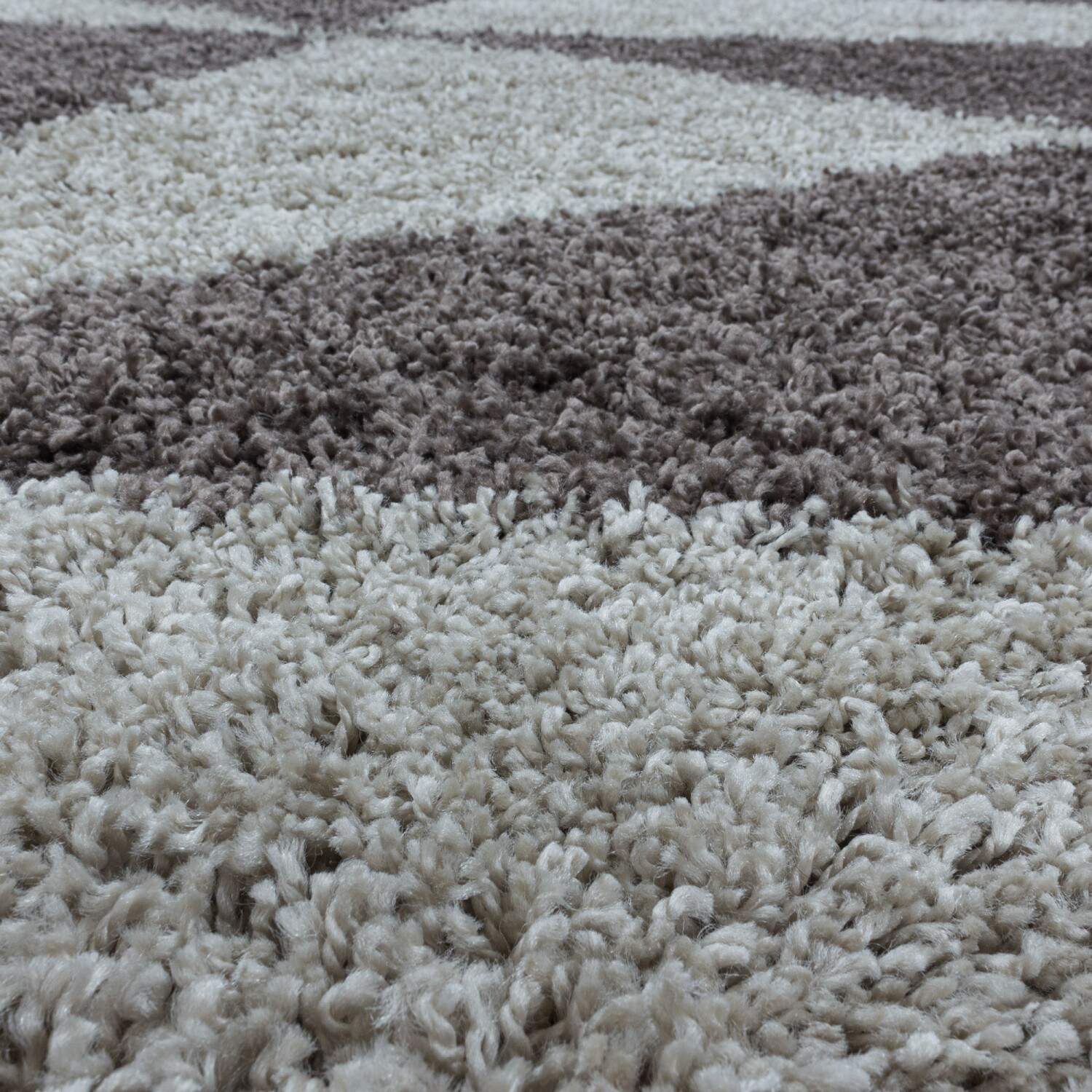 Stilvoller Runde Hochflor Teppich, Modernes geometrisches Design, Shaggy Teppich