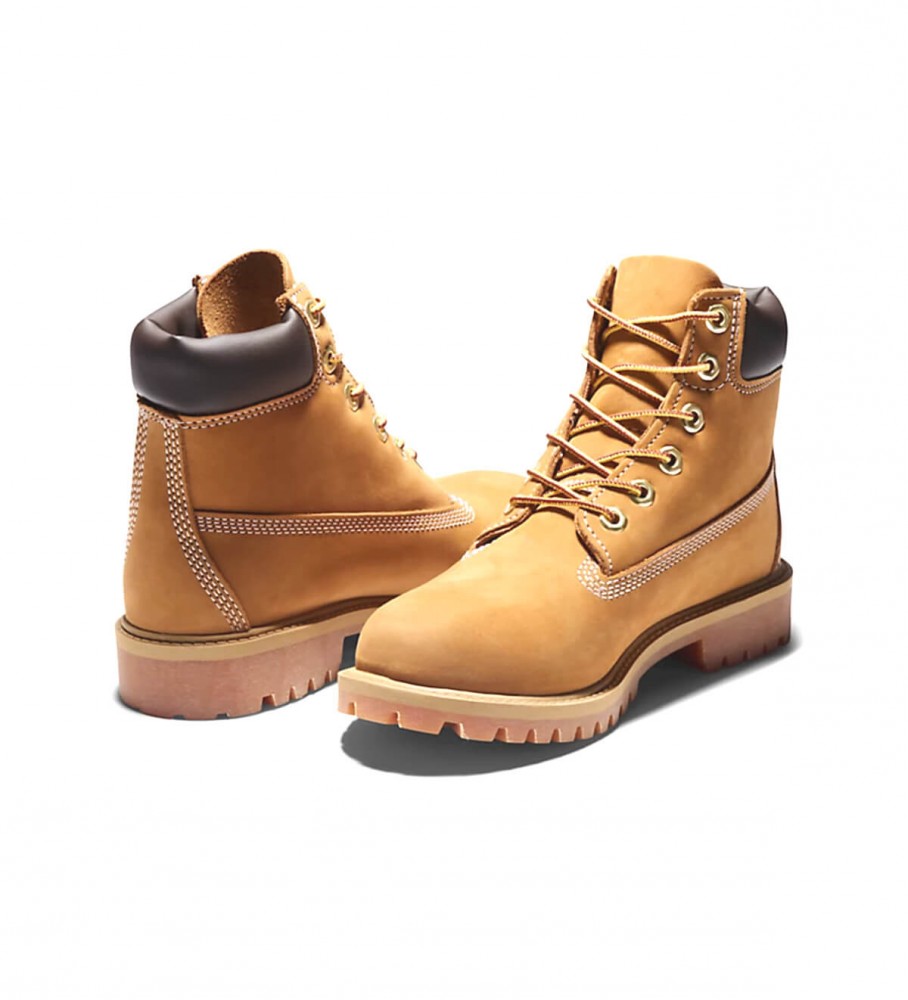 Botas Timberland Premium em Couro, Tamanho 6, Cor Mostarda