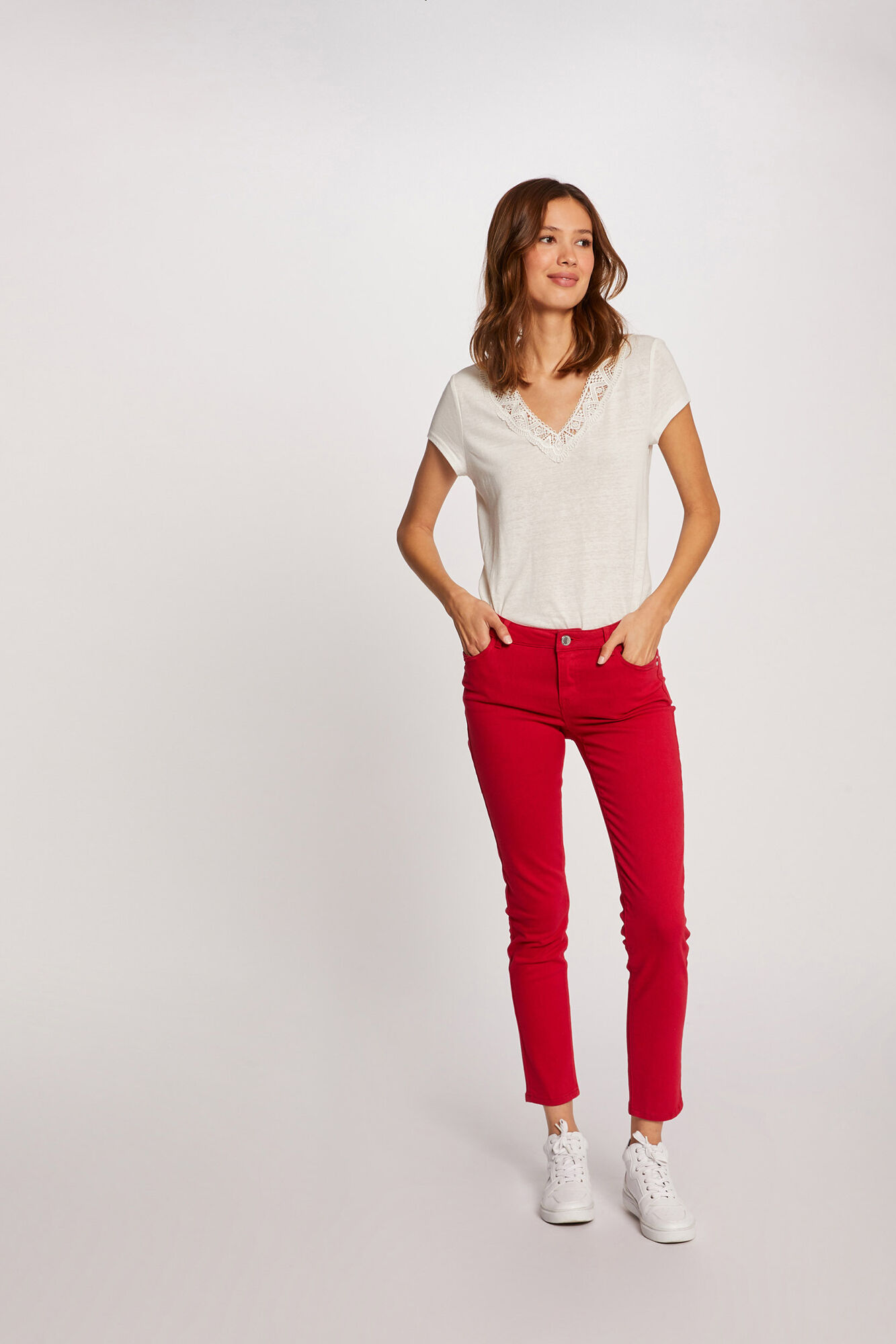 Calça skinny alta bajo - Granate