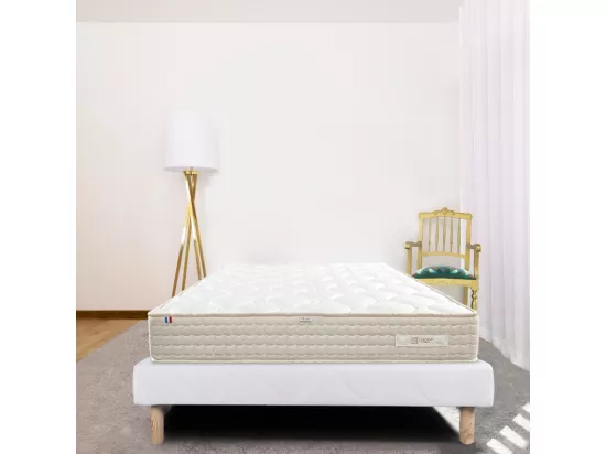 Ensemble Matelas Sublime, 20 cm, mousses haute densité, ferme, face été/hiver + sommier blanc ep 13cm, 140x190cm