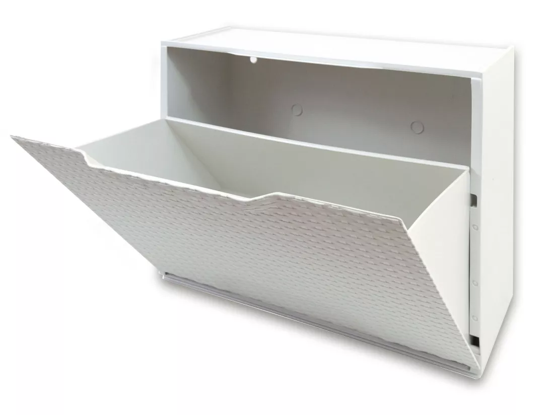 Étagère À Chaussures En Polypropylène De Couleur Blanche Finition Rattan, 40,1x51x17,3