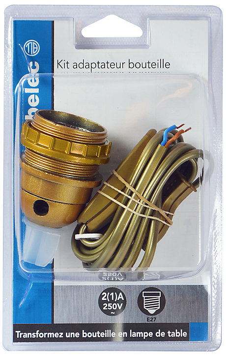 Adaptateur bouteille Tibelec E27 60W 4Z 250V plastique or
