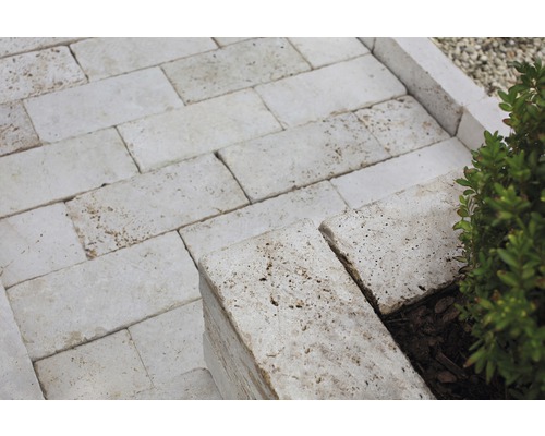FLAIRSTONE universele steen Roma travertin crème 24 x 12 x 6 cm getrommeld