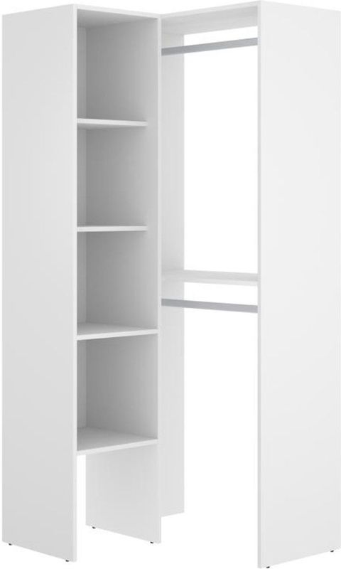 FERDINAND - Hoekkast - Wit - Spaanplaat - 4 Legplanken, 2 Hangstangen