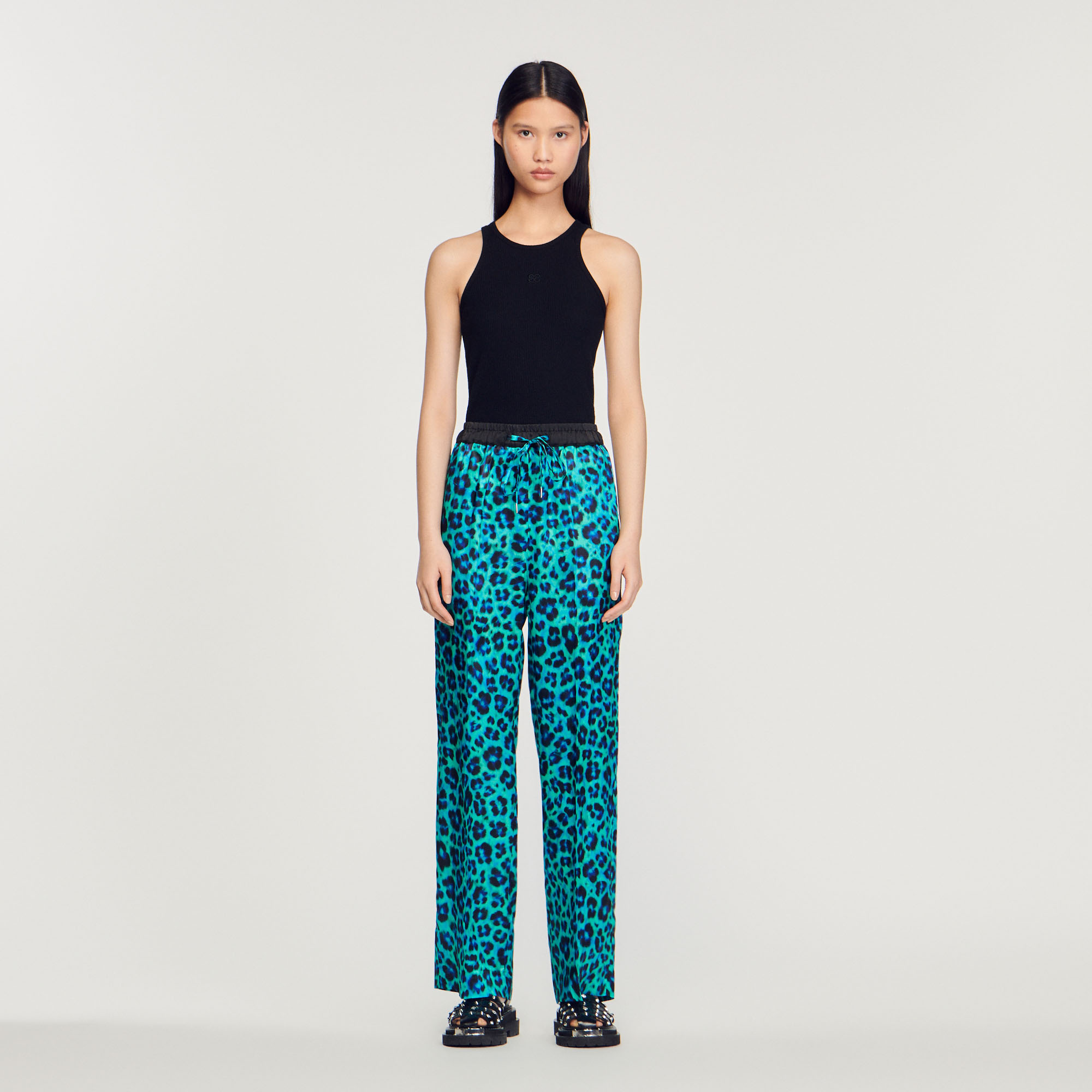 Pantalon large leopard