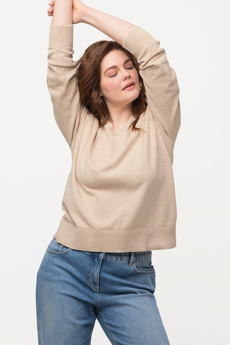 Pullover, V-Ausschnitt, Langarm, Biobaumwolle