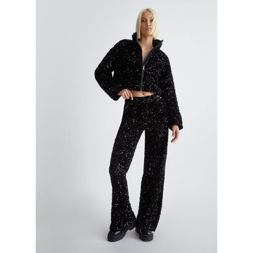 Liu Jo - Pantalón de terciopelo con lentejuelas Negro